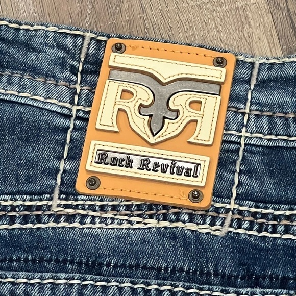 Rock Revival 42W 33L Tripp Straight Fit Distressed Western Cowboy Jeans Premium - Picture 15 of 15